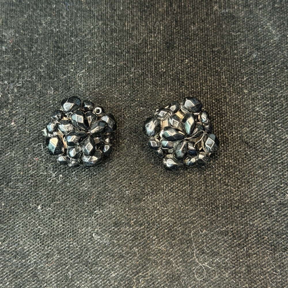 Source Unknown Black Cluster Earrings